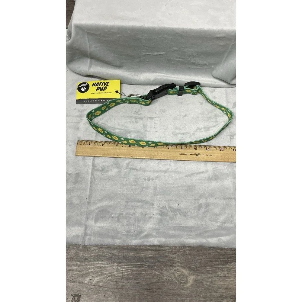 Native‎ Pup Large Dog Collar Green Chick Pattern Adjustable Buckle